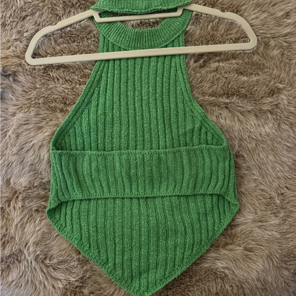 ASOS Green Ribbed Knit Crop Top - Picture 2 of 2